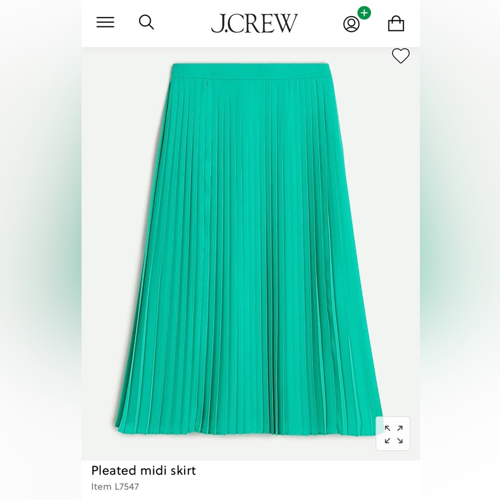 J.Crew Jade Green Pleated Midi Skirt
